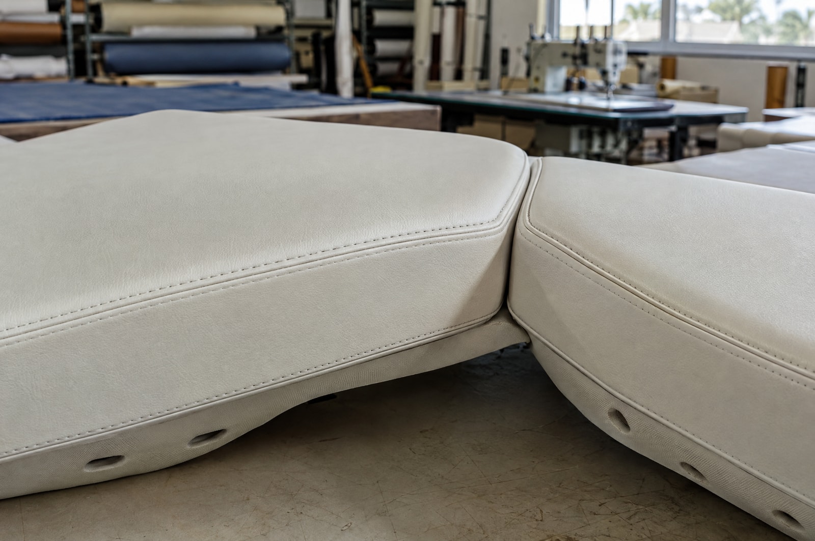 Custom boat cushions: Seam detail · Motenza, Hollywood FL