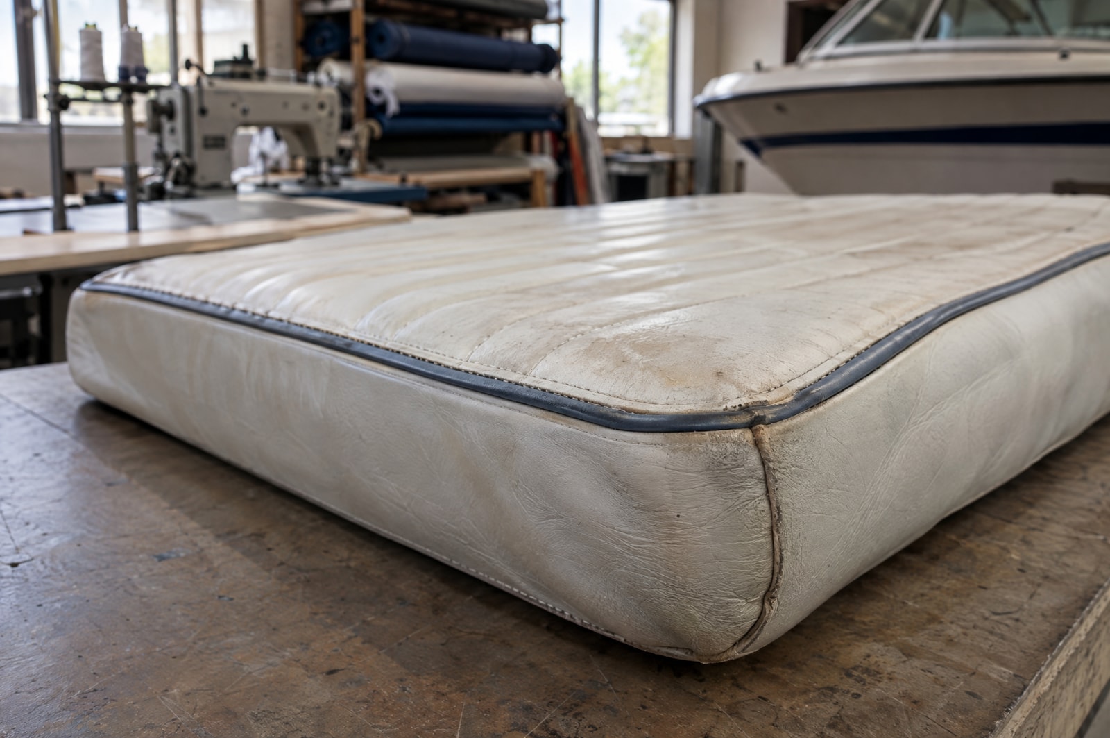 Marine vinyl repair: Seam detail · Motenza, Hollywood FL