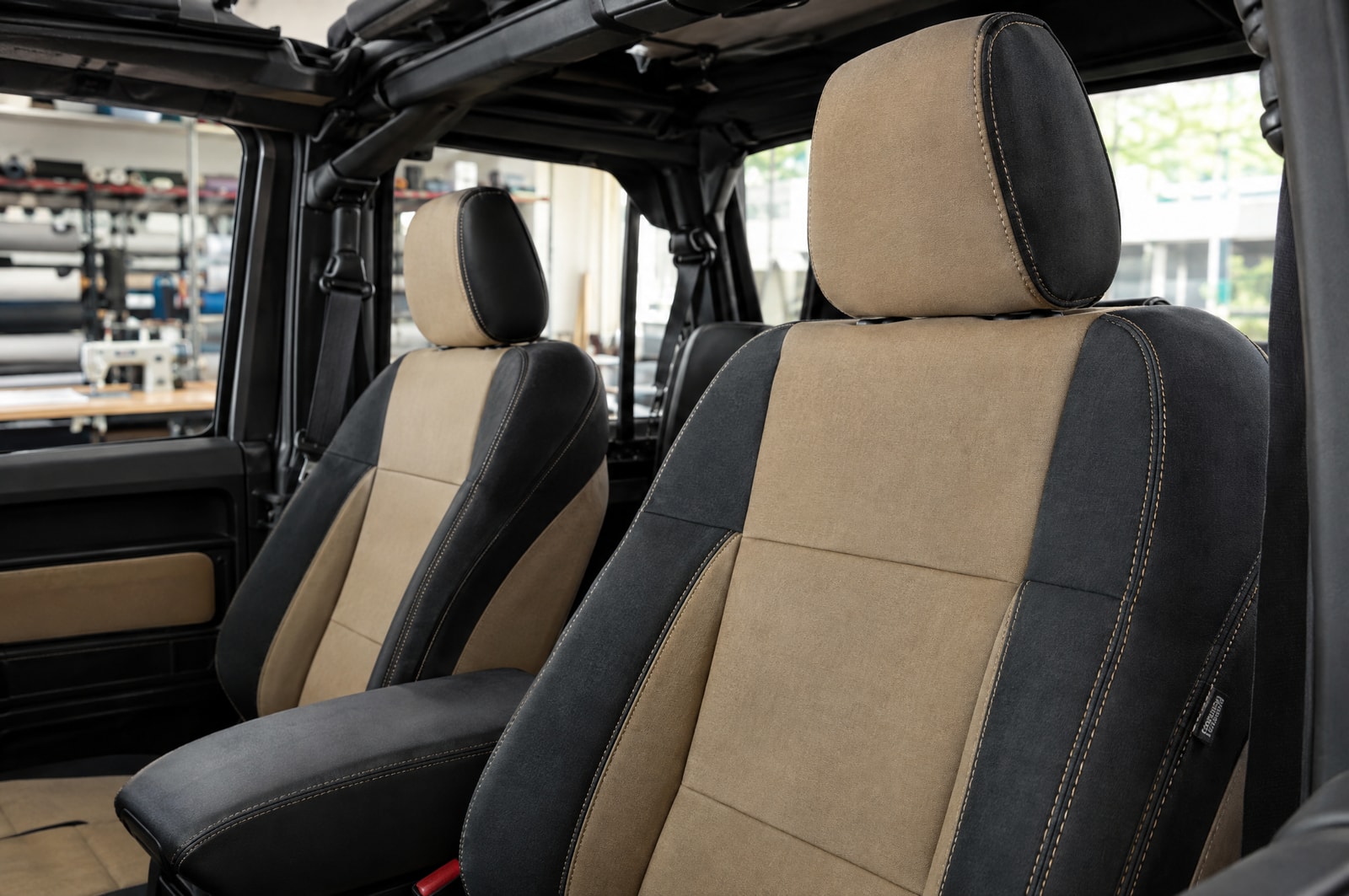 Off-road seat upholstery: Seam detail · Motenza, Hollywood FL